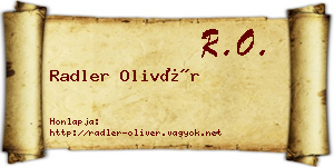 Radler Olivér névjegykártya